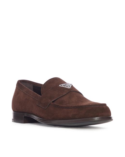 Prada Brown Suede Loafers for men