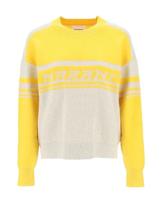 Isabel Marant Yellow Isabel Marant Étoile Callie Logo Intarsia Crewneck Jumper
