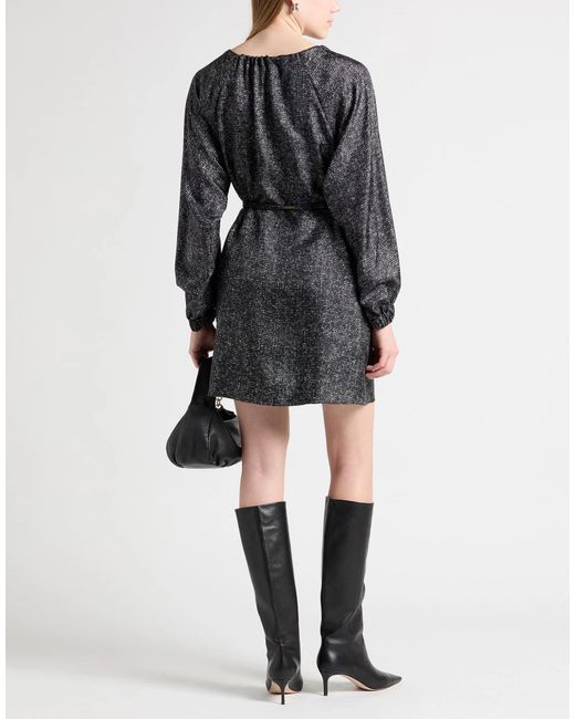 Max Mara Gray Colorful Long-Sleeved Dress