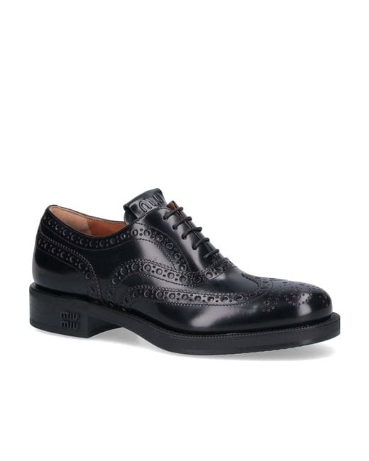 Miu Miu Black Church's X Round Head Lace Up Business Dress Shoes