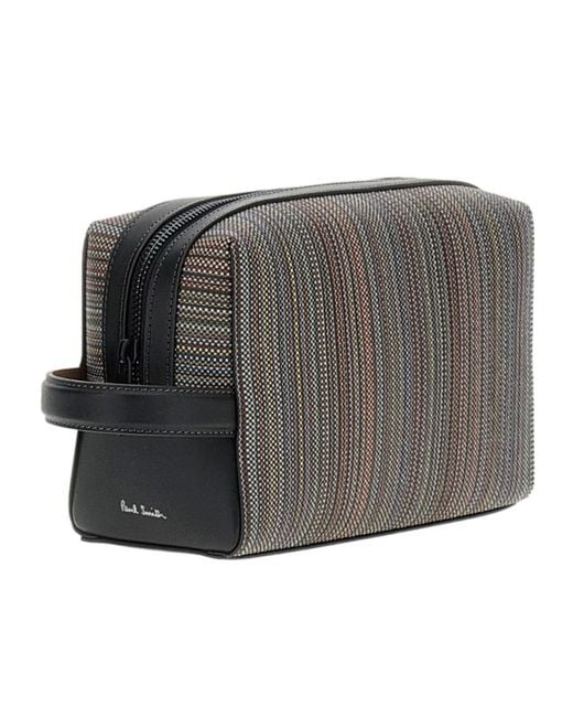 Paul Smith Gray Multistripe Signature Stripe Wash Bag for men