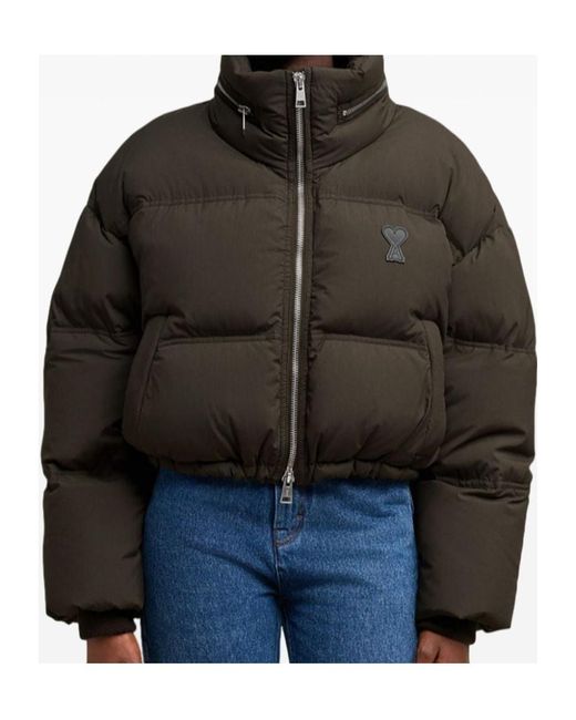 AMI Brown Zipped Puffer Jacket