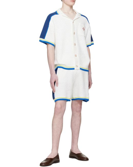 Casablanca Blue Crochet Short-Sleeve Shirt for men