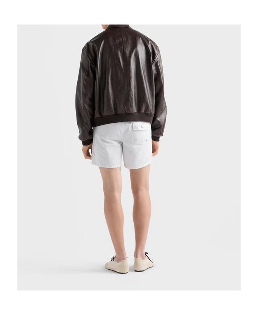 Prada Brown Nappa Leather Bomber Jacket for men