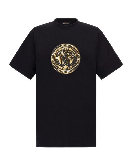 Roberto Cavalli Black Logo Printed T-Shirt for men