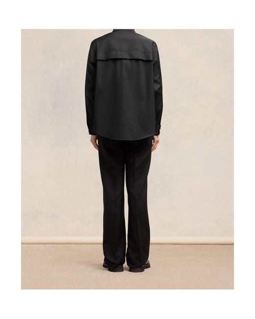 AMI Black High Collar Shirt for men