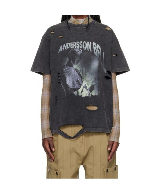 ANDERSSON BELL Black Layered Printed T-Shirt