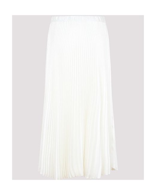 Jil Sander White Pleated Midi Skirt