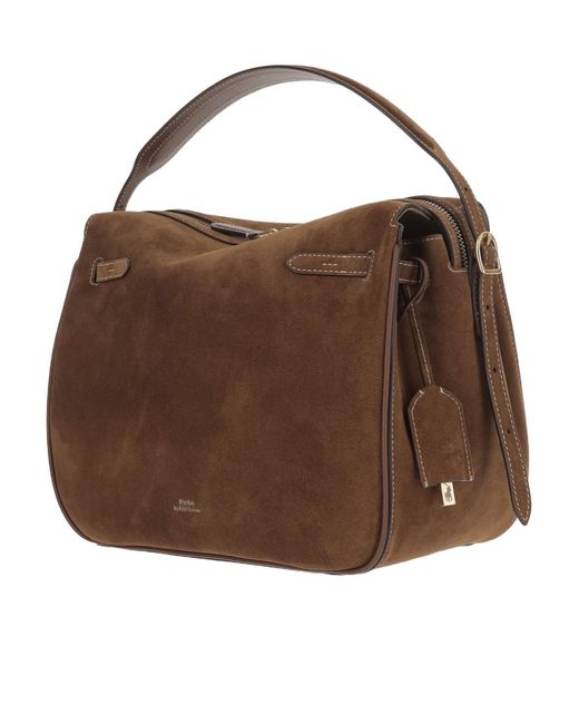 Polo Ralph Lauren Brown Logo Printed Zipped Shoulder Bag