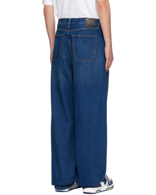 Off-White c/o Virgil Abloh Blue Logo Patch Wide Leg Jeans for men