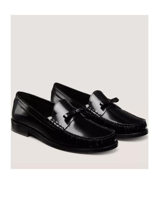 Stuart Weitzman Black Round Head Loafer Shoes