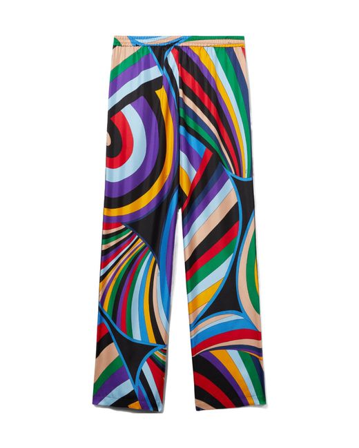 Emilio Pucci Blue Iride-Print Silk Trousers
