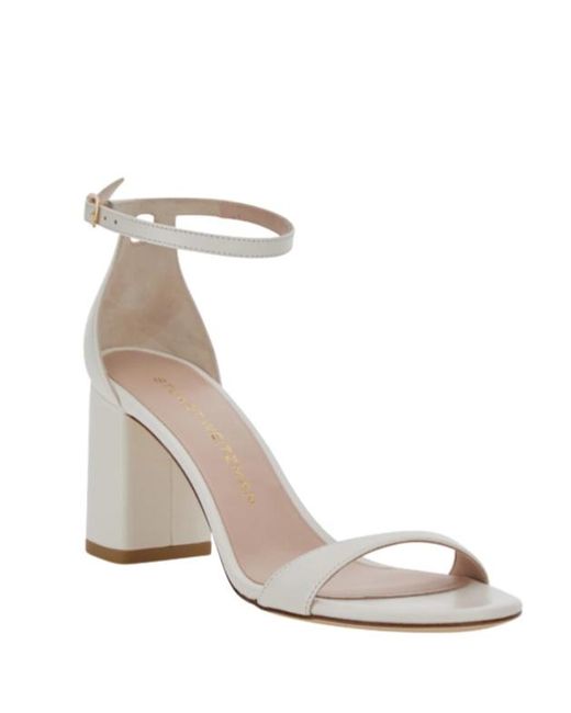 Stuart Weitzman White Round-Toe High-Heeled Sandals