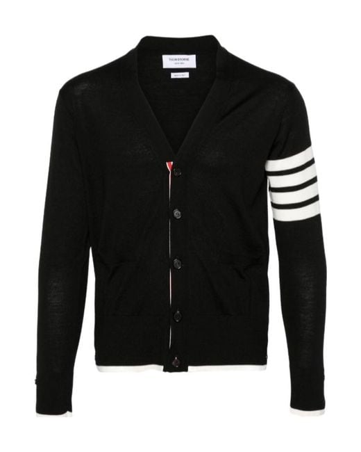 Thom Browne Black Bar V-Neck Cardigan for men