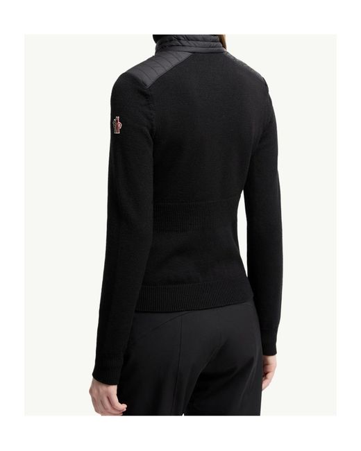 Moncler Black Padded Wool Blend Cardigan