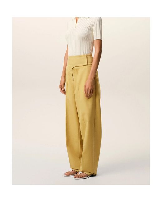 AMI Yellow Ami Wrapped Belted Trousers