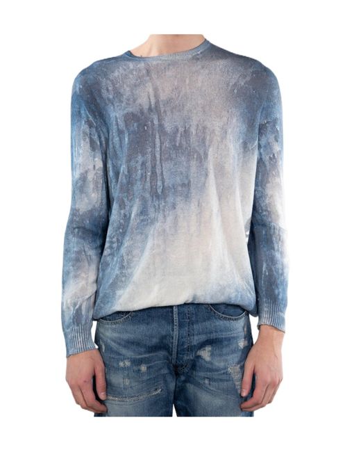 Avant Toi Blue Bstract-Print Sweater for men
