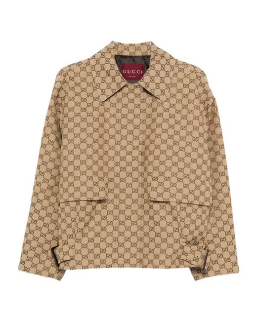 Gucci Natural Gg Monogram Bomber Jacket