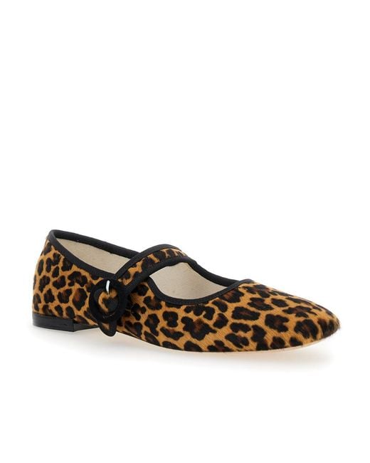 Repetto Brown Georgia Leopard Printed Mary Jane Flats