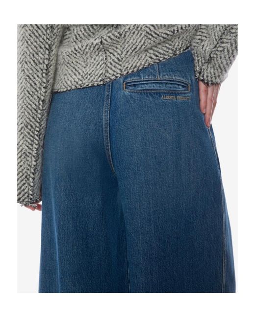 Alberta Ferretti Blue Wide Leg Denim Jeans