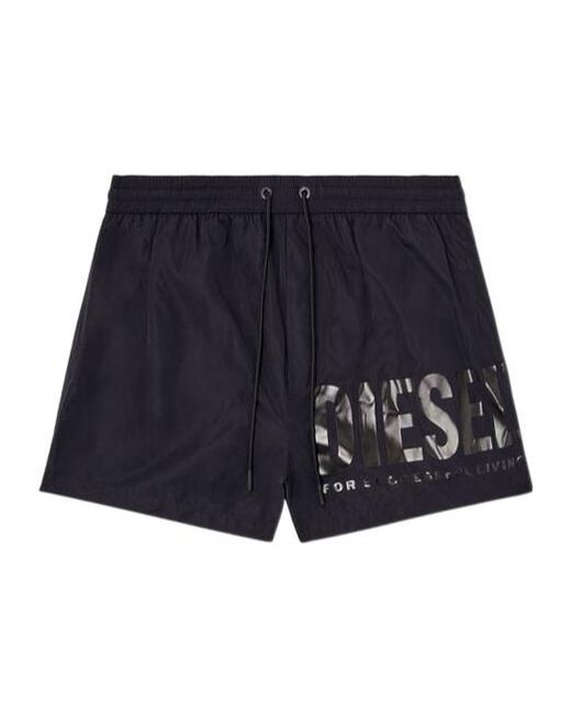 DIESEL Blue Mario-34-D-Core Logo Printed Drawstring Swim Shorts for men