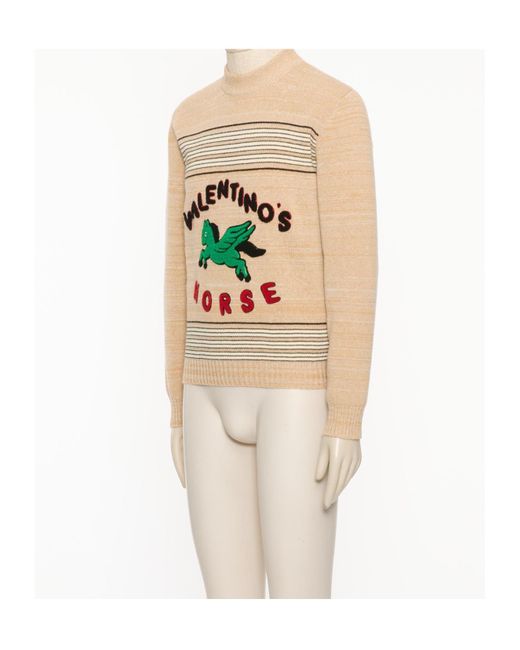 Valentino White Stripe Detailed Crewneck Jumper for men