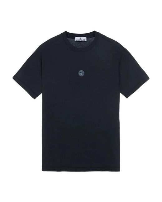 Stone Island Blue Logo-Print Short-Sleeved T-Shirt for men
