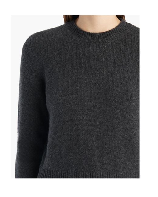 Khaite Black Cropped Ribbed Knitted Sweater