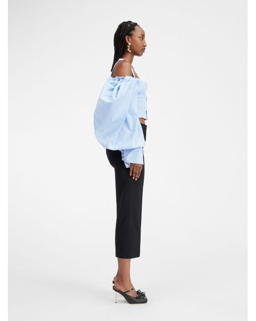 Jacquemus Blue Off-Shoulder Poplin Blouse