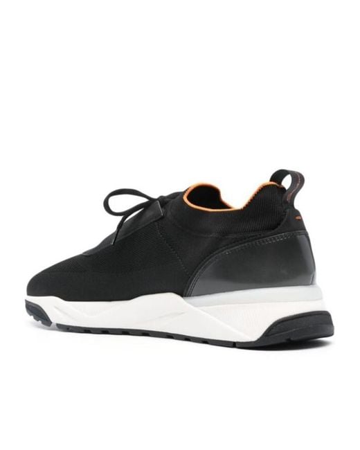 Santoni Black Lace Up Sneakers for men