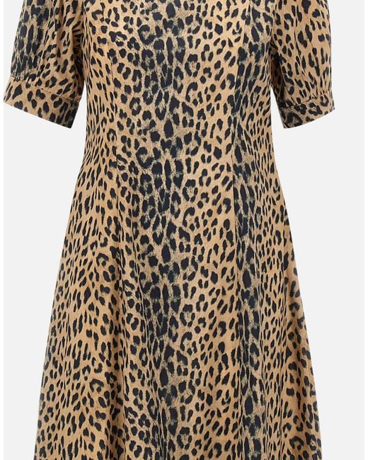 Rixo Natural Kathleen Leopard Midi Dress