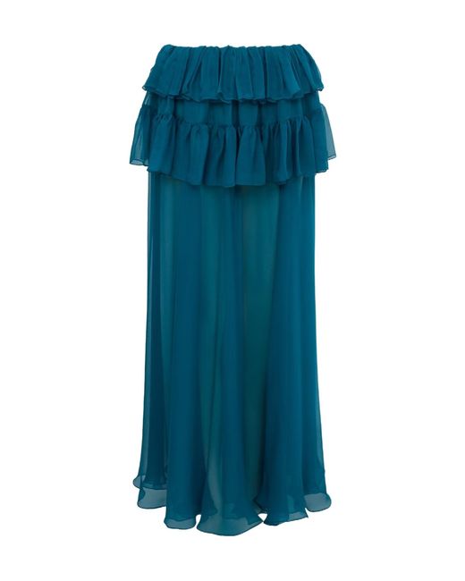 Chloé Blue Ruffled Maxi Skirt