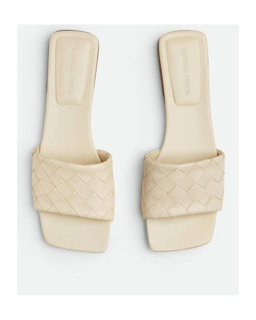 Bottega Veneta White Parco Intrecciato Flat Sandals