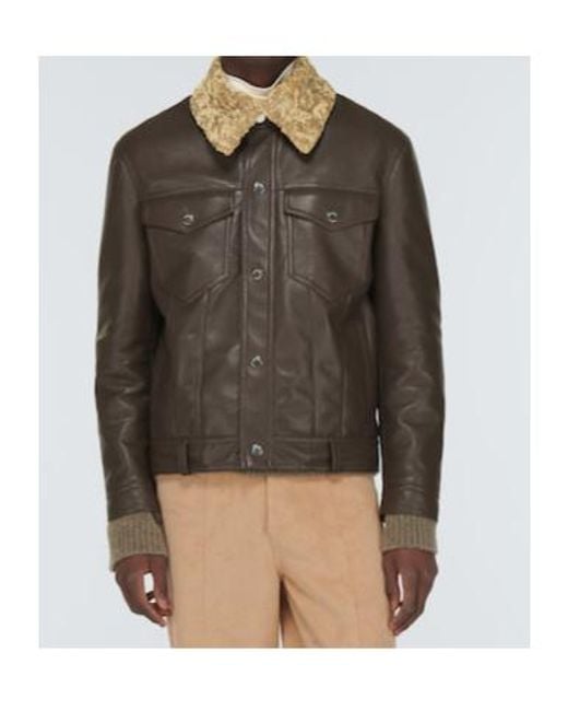 Nanushka Brown Leather Jacket for men