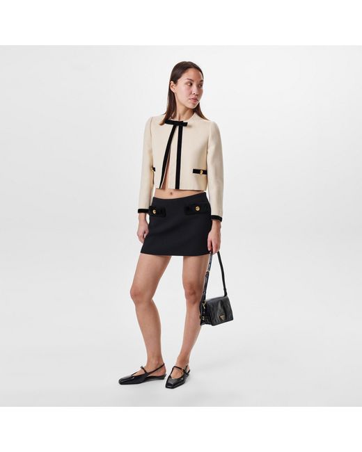Prada Black Leather Square-Toe Backless Flats