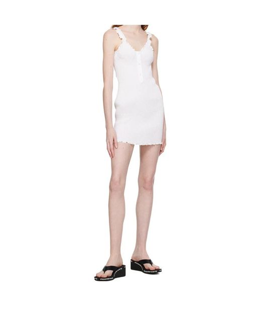 Alexander Wang White Suspender Three-Button Dress