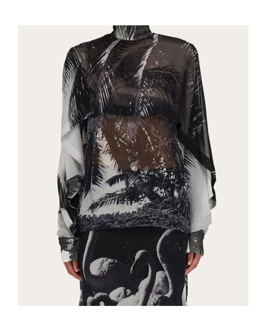 Ferragamo Black Ferragamo Trinidad Print Georgette Shirt