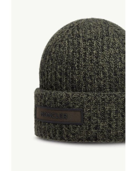 Moncler Green Mouliné Wool Cashmere Beanie for men