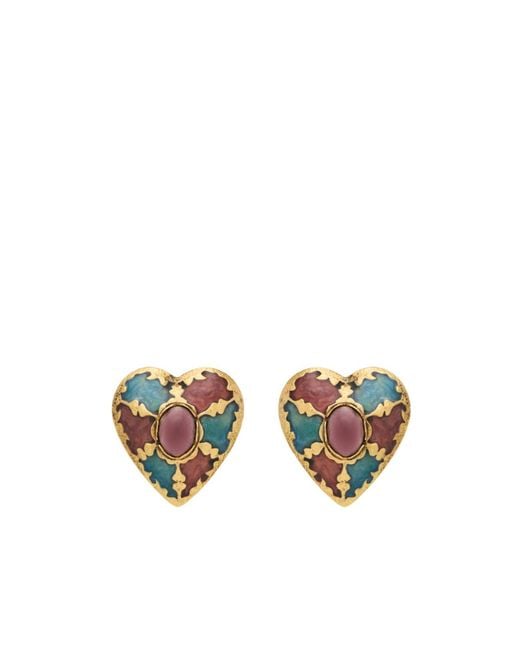 Saint Laurent Metallic Heart Earrings