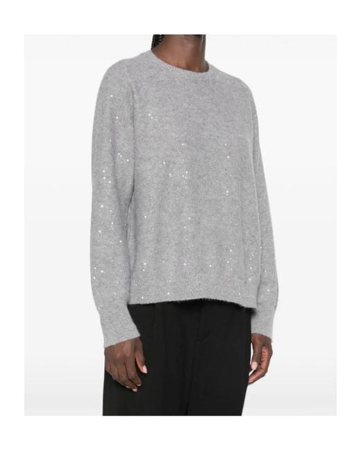 Fabiana Filippi Gray Sequin-Embellished Sweater