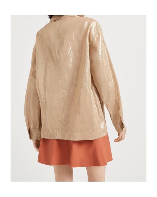 Brunello Cucinelli Natural Lamé Cotton Jacket