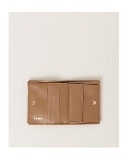 Miu Miu Brown Small Matelassé Nappa Leather Wallet