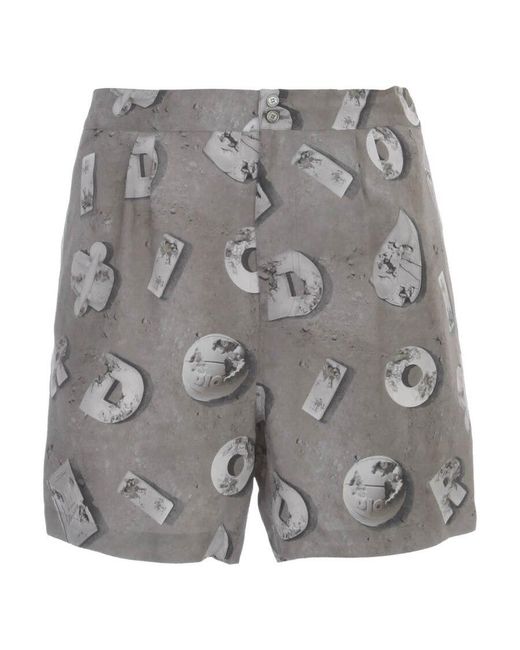 Dior Gray Logo Printed Casual Shorts for men