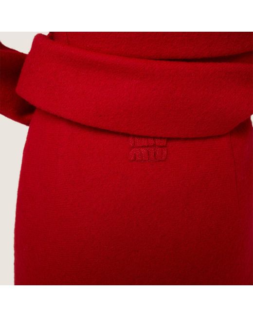 Miu Miu Red Zip-Up Midi Skirt