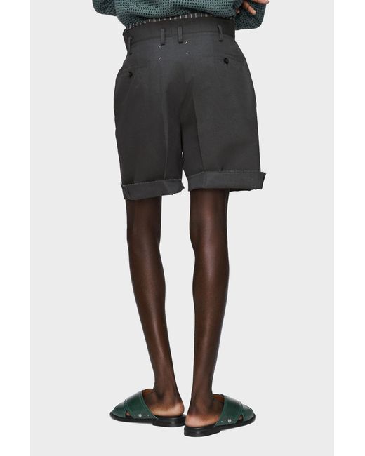 Maison Margiela Gray Pleated Tailored Shorts for men