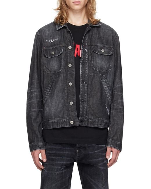 DSquared² Black Distressed Denim Jacket
