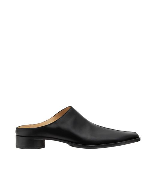 MM6 by Maison Margiela Black Leather Slippers for men