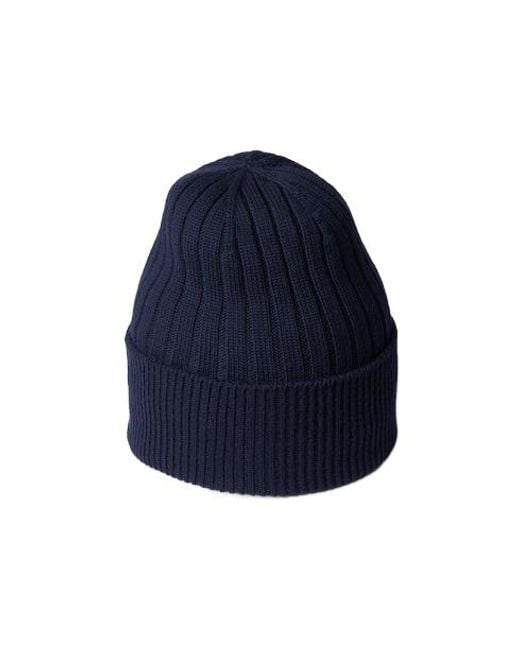 Gucci Blue Logo Patch Ribbed Beanie for men