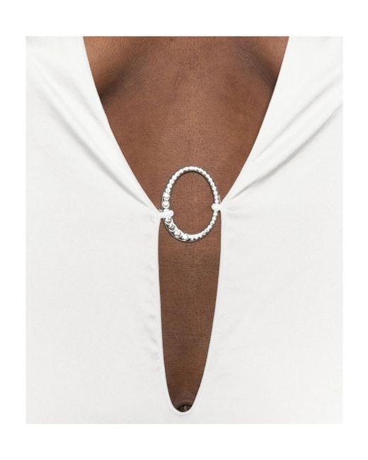 Oseree White Feather-Trim Mini Dress