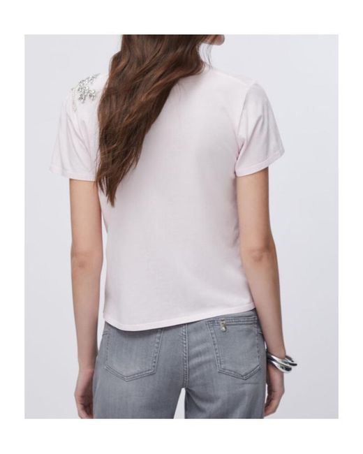 Liu Jo Pink Embellished Crewnewck T-Shirt